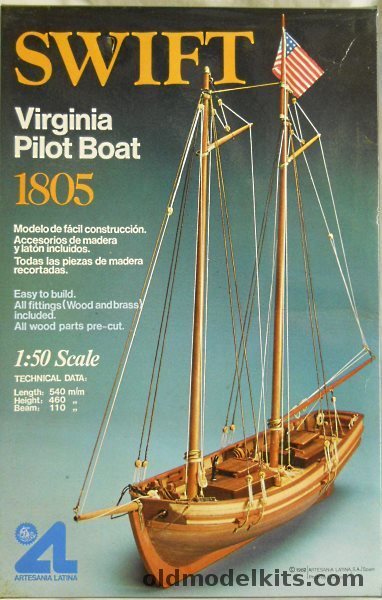 Artesania Latina 1/50 Swift Virginia Pilot Boat 1805, 150 plastic model kit